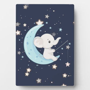 Baby Elephant Fischen für Sterne Tabletop Plaque Fotoplatte