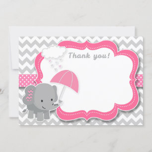 Baby Elephant Girl Baby shower rose Carte de remer