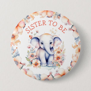 Baby Elephant Girl's Baby Shower Schwester zu sein Button