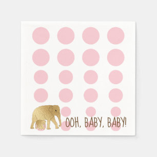Baby Elephant Gold Pink Serviette