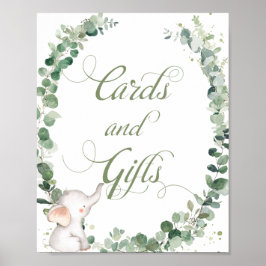 Baby Elephant Green Duschkarten und Geschenke Poster
