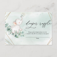 Baby Elephant Green Eucalyptus Gold Diper Raffle