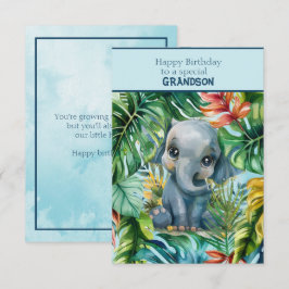 Baby Elephant Happy Birthday Special Grandson Karte