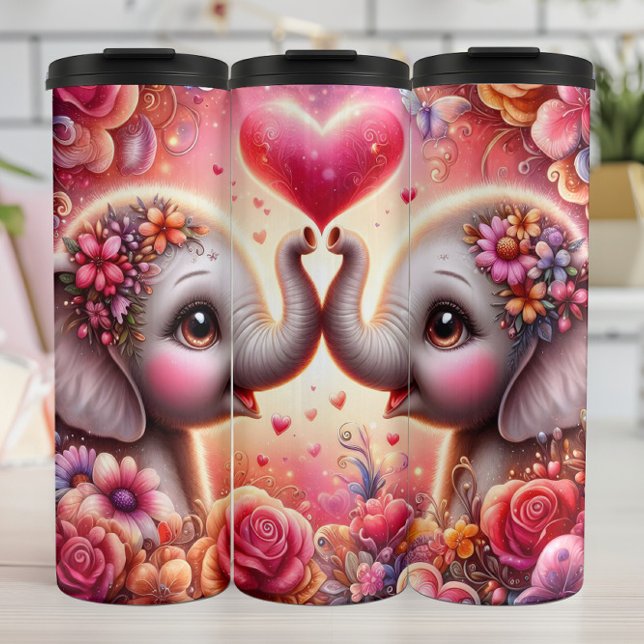 Baby Elephant Heart Floral Thermosbecher (Von Creator hochgeladen)