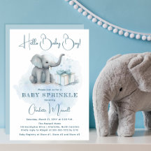 Baby Elephant Hello Baby Blue Baby Sprinkle