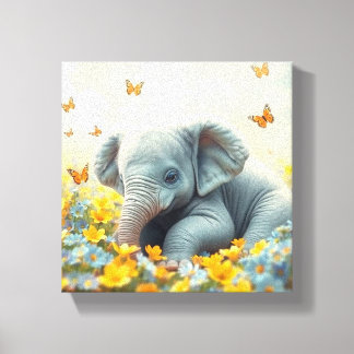 Baby Elephant in Blume Leinwanddruck