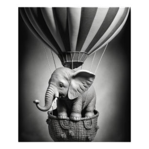 Baby Elephant in einem Heißluftballon Fotodruck