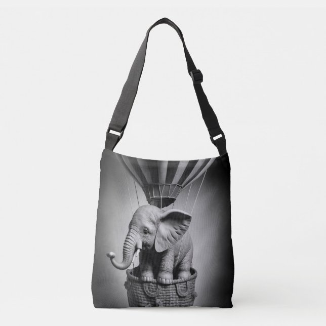Baby Elephant in einem Heißluftballon Tragetaschen Mit Langen Trägern (Vorderseite)