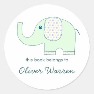 Baby Elephant in Pastels Buchplatten Runder Aufkleber