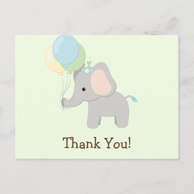 Baby Elephant; Jungle Animal Danke Postkarte (Vorderseite)