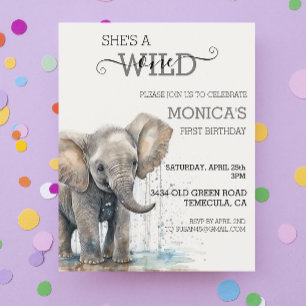 Baby Elephant Jungle Safari Wild One Birthday