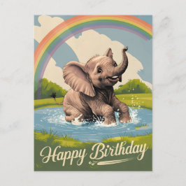 Baby Elephant Kinder glücklich Geburtstag Postkarte
