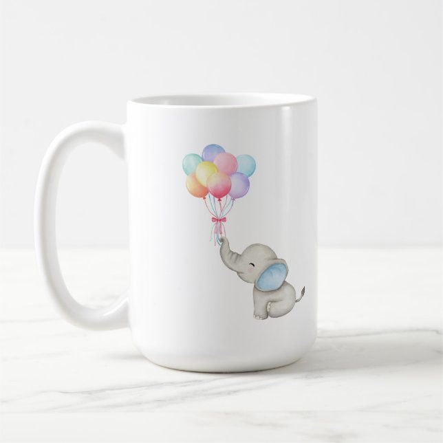 Baby Elephant Liebe Balloons. Mug Kaffeetasse (Links)