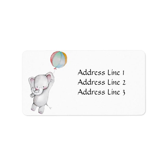 Baby Elephant mit Balloon-Adressetikett Adressaufkleber (Vorne)