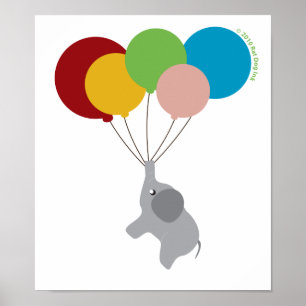 Baby Elephant mit Balloons Poster