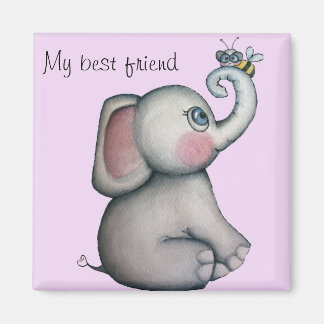 Baby Elephant mit Bee Best Friend Magnet