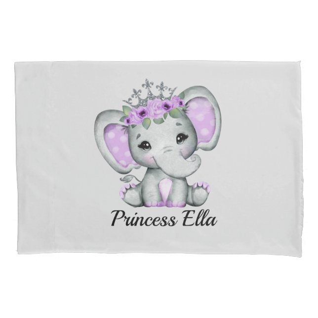 Baby Elephant mit Blume Baby Kissenbezug (Vorderseite)