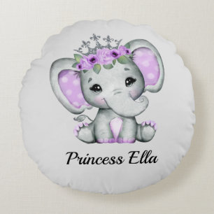 Baby Elephant mit Blume Rundes Kissen