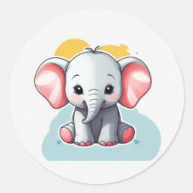 Baby Elephant mit blütigen Wangen, Kawaii