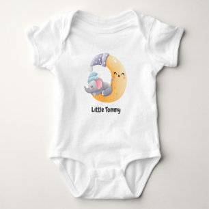 Baby Elephant Moon Cloud Niedlich Personalisiert Strampler