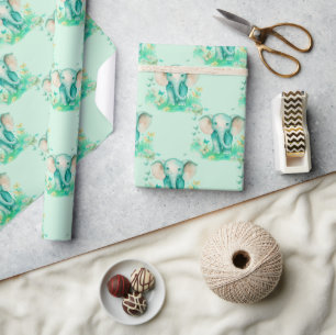 Baby Elephant Neutral Baby Dusche Geschenkpapier