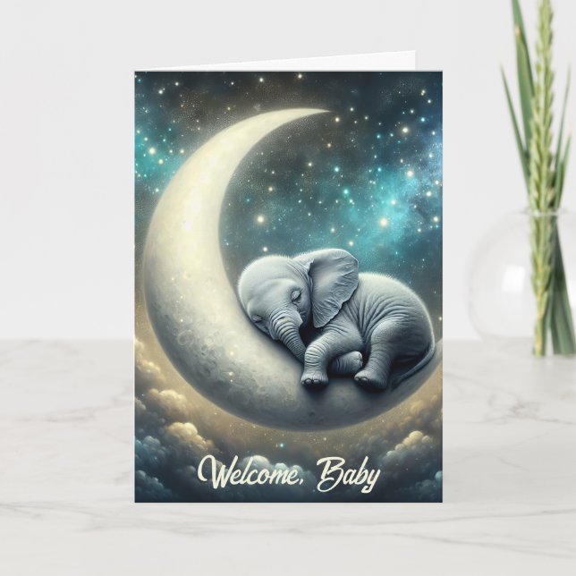Baby Elephant New Birth Glückwunsch Karte (Vorderseite)