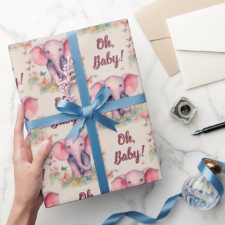 Baby Elephant Oh Baby Girl Baby Dusche Geschenkpapier