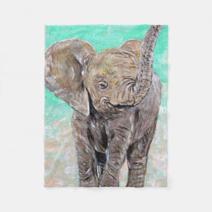 Baby Elephant Painting Fleecedecke