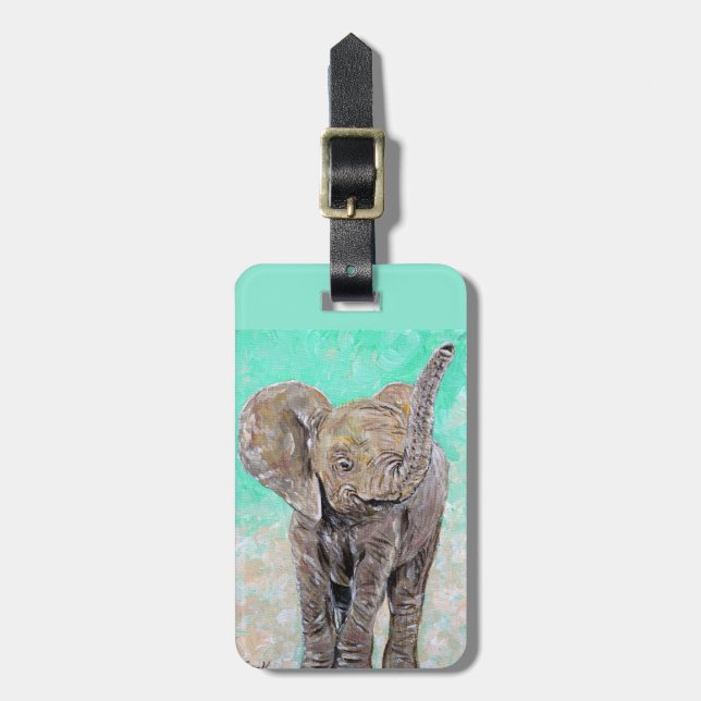 Baby Elephant Painting Gepäckanhänger (Vorderseite vertikal)
