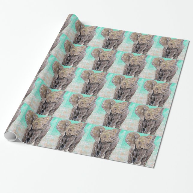 Baby Elephant Painting Geschenkpapier (Ungerollt)