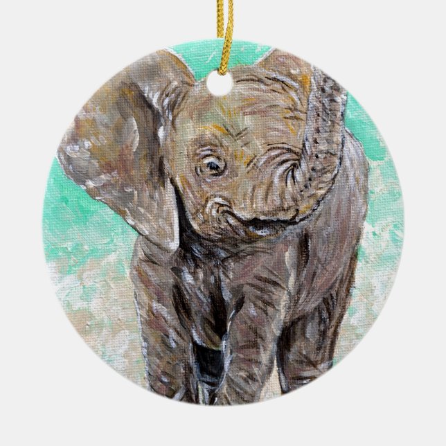 Baby Elephant Painting Keramik Ornament (Vorne)