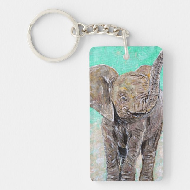 Baby Elephant Painting Schlüsselanhänger (Vorderseite)