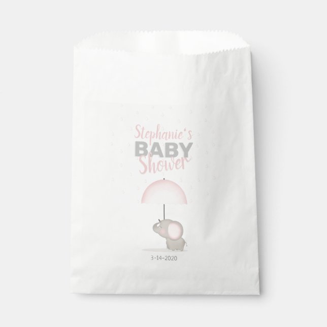 Baby Elephant Pink Baby Dusche Geschenktütchen (Vorderseite)