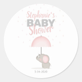 Baby Elephant Pink Baby Dusche Runder Aufkleber
