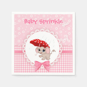 Baby Elephant Pink Baby Sprinkle Party Napkin Serviette