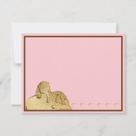 Baby Elephant Pink Gold Dankeskarte