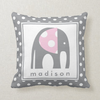 Baby Elephant | Pink & Gray Polka Dots Kissen