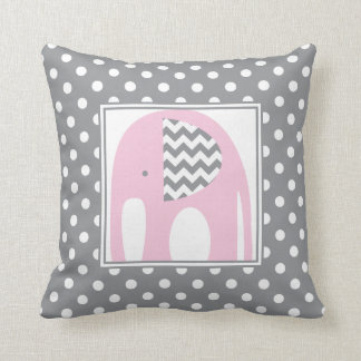 Baby Elephant | Pink & Gray Zickzack Polka Dots Kissen