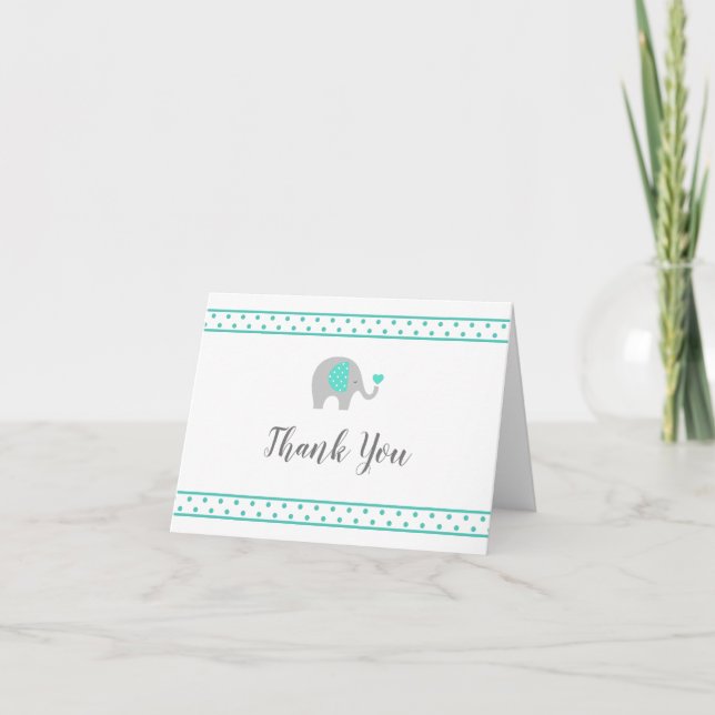 Baby Elephant Polka Dots auf White Dankeschön Card Dankeskarte (Vorderseite)
