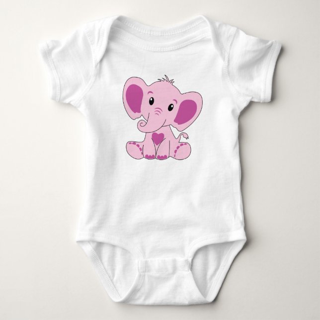 Baby, Elephant, Rosa, Baby Bodysuit, DAM Creative, Strampler (Vorderseite)