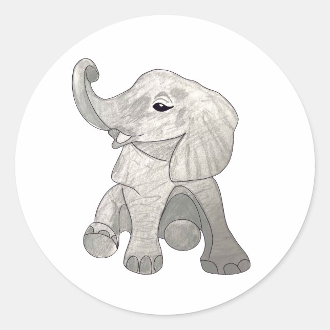 Baby Elephant Runder Aufkleber (Vorderseite)