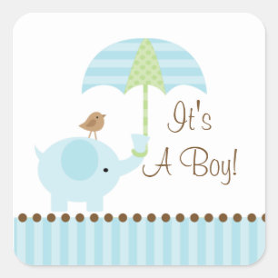 Baby Elephant Schirm Es ist ein Boy Square Sticker