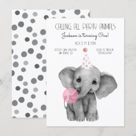 Baby Elephant Schwarz-Weiß Geburtstag Einladung