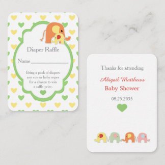  Baby Elephant Shower Diaper Raffle Begleitkarte