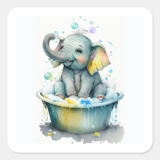 Baby Elephant - Sticker Carré de temps de bain
