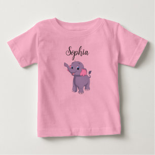 Baby Elephant T - Shirt mit bearbeitbarem Namen