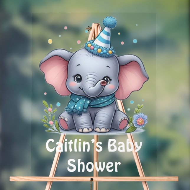 Baby Elephant Theme Babydusche Akryllische Beschri Acrylschild (Neutral)
