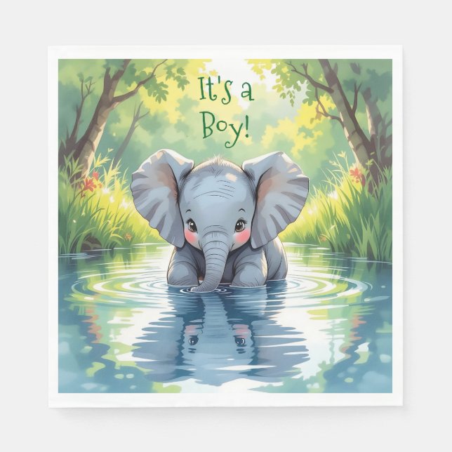 Baby Elephant Themed Baby Dusche Serviette (Vorderseite)