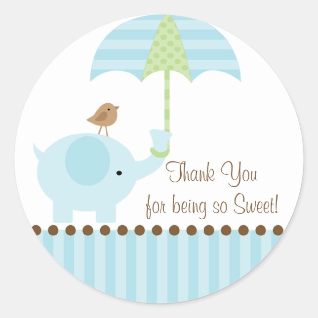 Baby Elephant Umbrella Danke Sticker (Vorderseite)