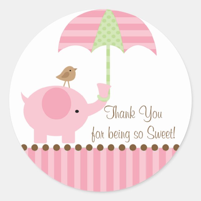 Baby Elephant Umbrella Danke Sticker (Vorderseite)